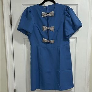 Mini Dress with Silver Bows NWOT